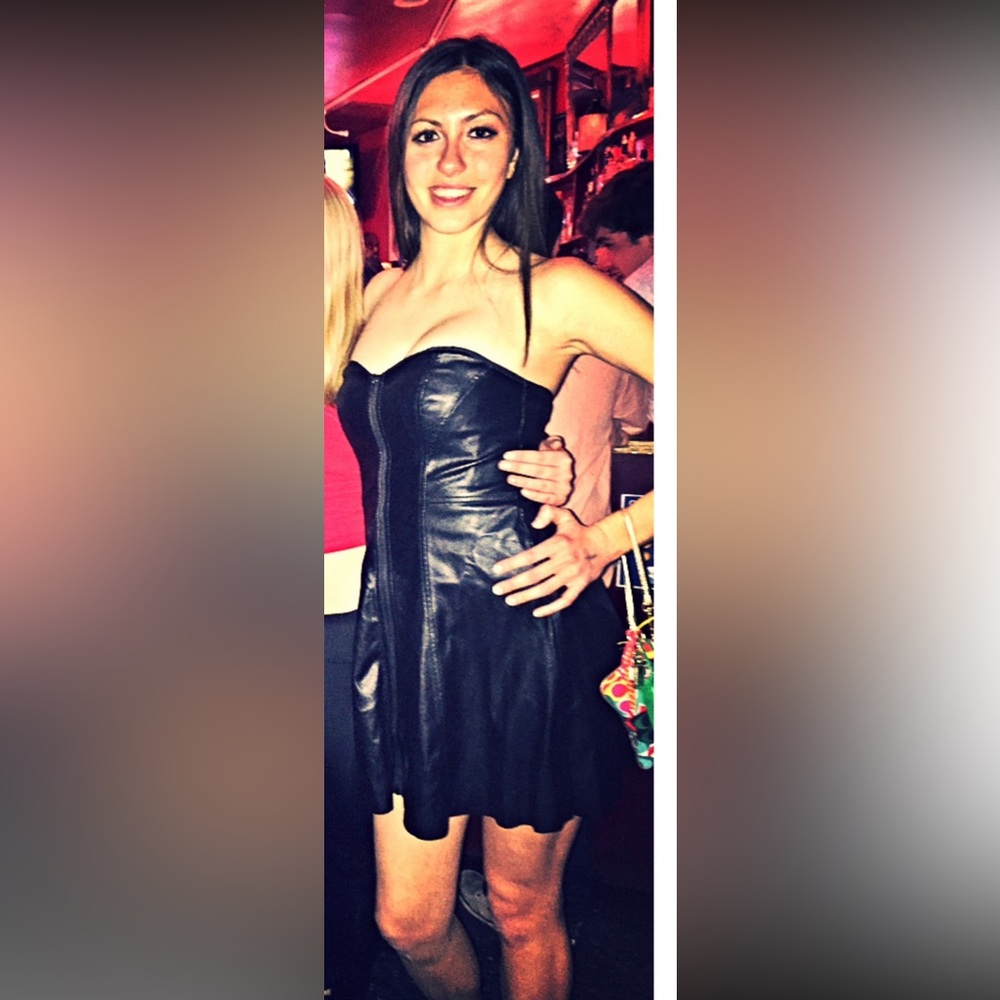 Noise + Silence Urban Outfitters strapless faux leather zip up dress
